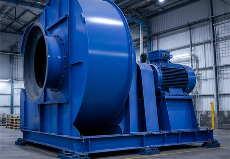Ventilador industrial preparado para teste funcional