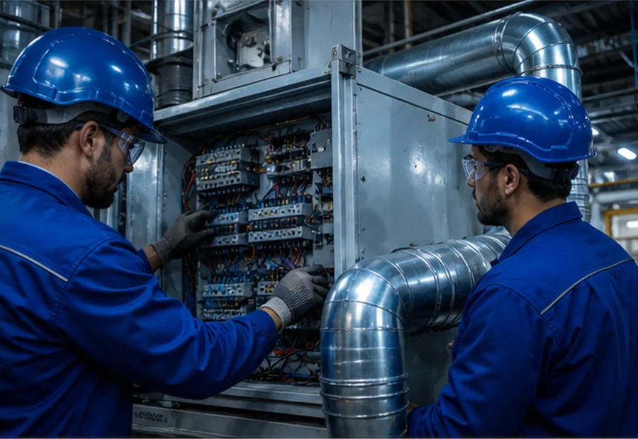 Sistema industrial em etapa de comissionamento e partida